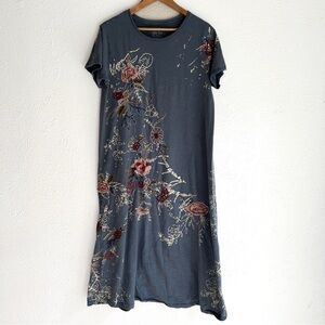 Kyla Seo Comfort Quinn Dress Embroidered Floral Blue Sz Small